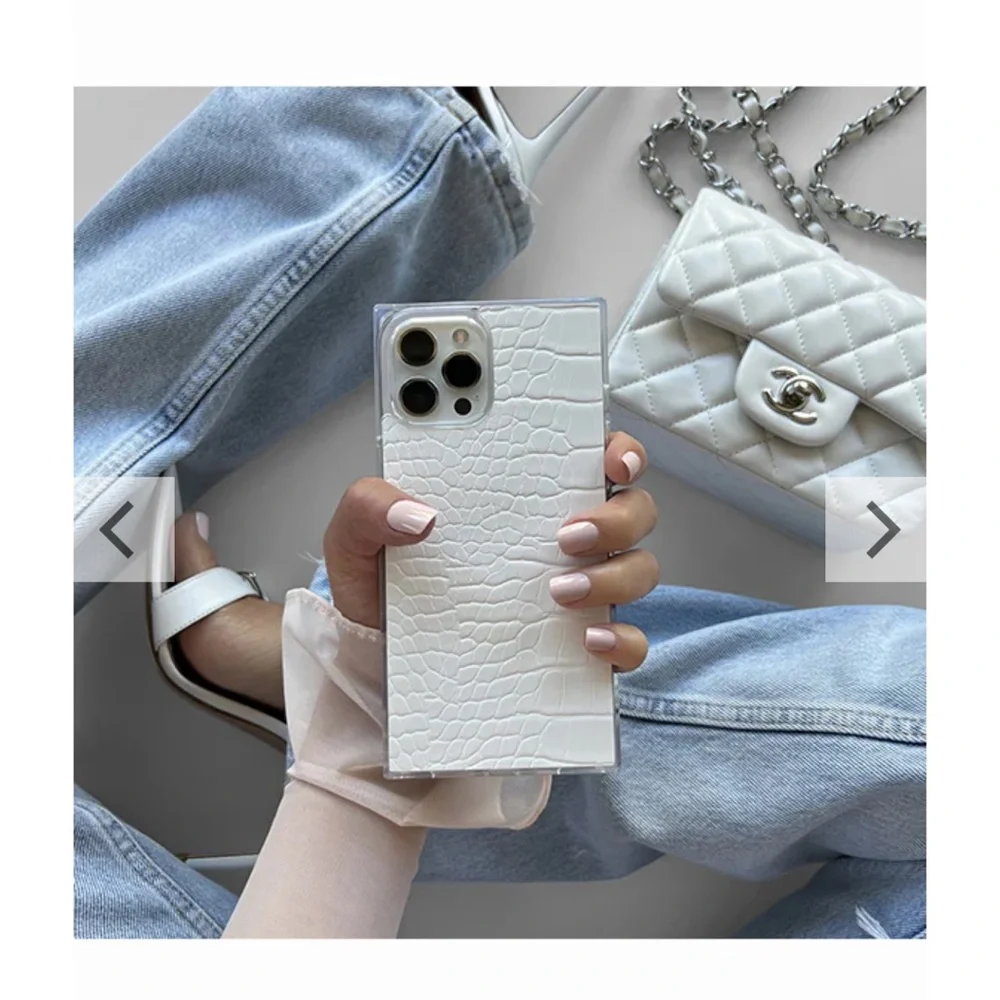 Flaunt White Crocodile Faux Leather iPhone 15 Plus Case & Matching Ring Stand - Picture 2 of 4